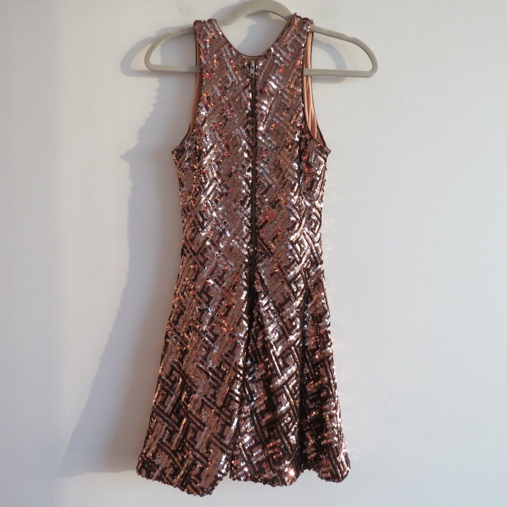 DRESS THE POPULATION Mia Bronze Sequin Mini Fit and Flare Dress - Size S - Picture 8 of 16